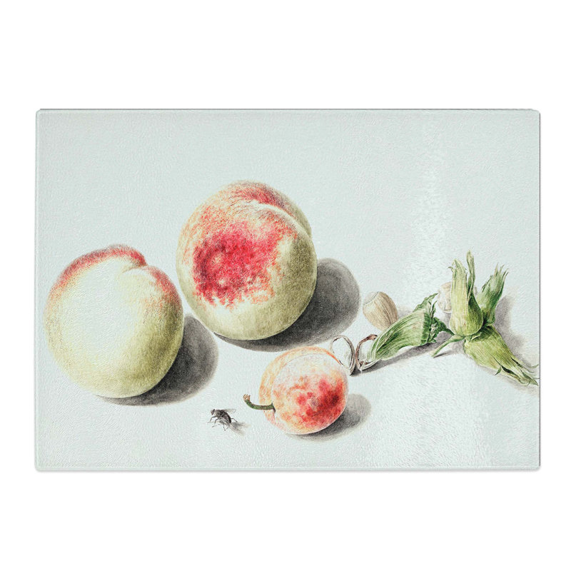 Tempered Glass Peaches & Plum by E.G. Van De Kasteele Chopping Board, 39 cm W x 28.5 cm L