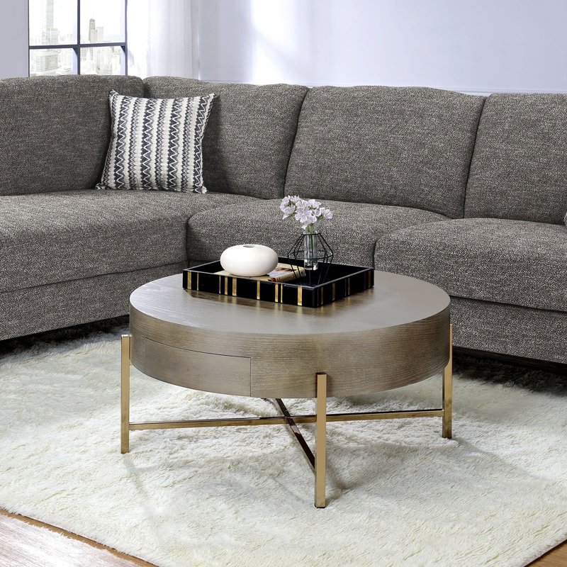 Table basse brun clair et champagne