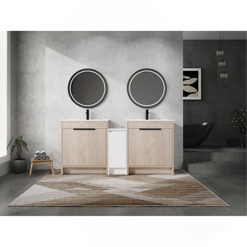 72" Modular Freestanding Bathroom Vanity with Ceramic Sink, Storage Cabinets, and Soft-Close Doors