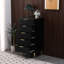 Ailean Ribbed 5 Drawer Tallboy Chest of Drawers – White or Black Gloss Fluted Fronts with Gold Legs & Handles (50cm Wide)-2070919990