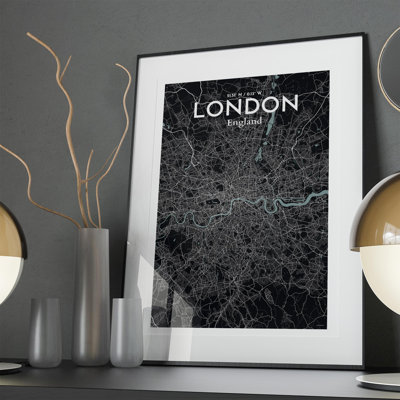 London City Map In Midnight - No Frame Print
