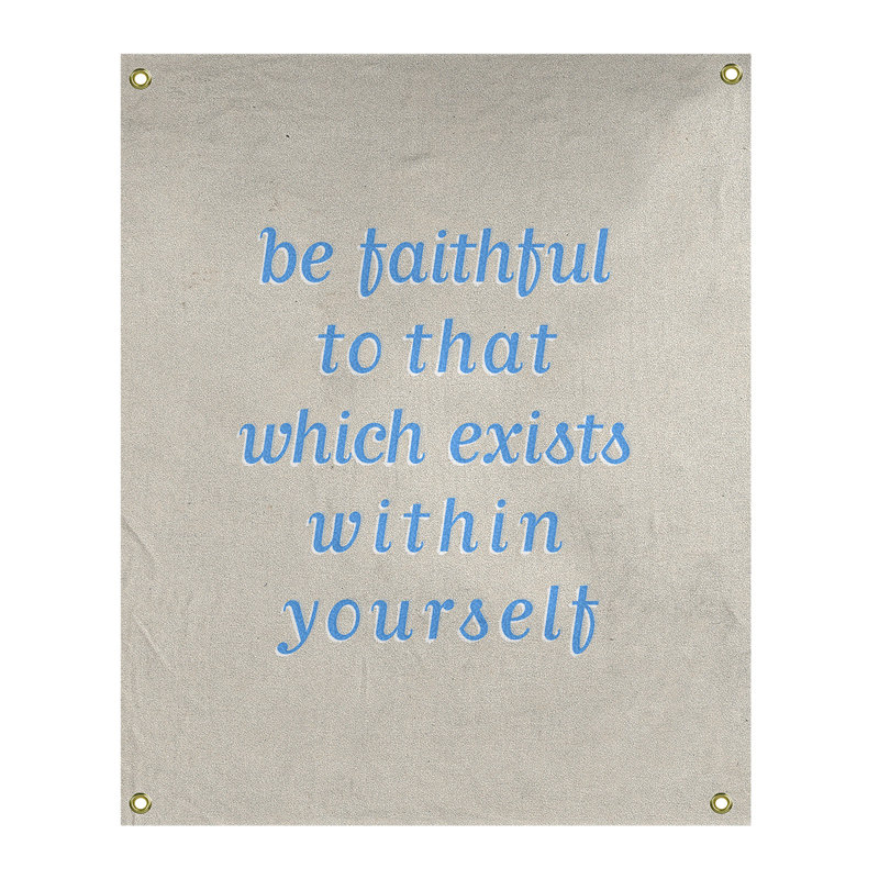 Tapisserie de polyester fidèle à votre quote, H 59 pi x l 50 po, Blanc / bleu contrastant