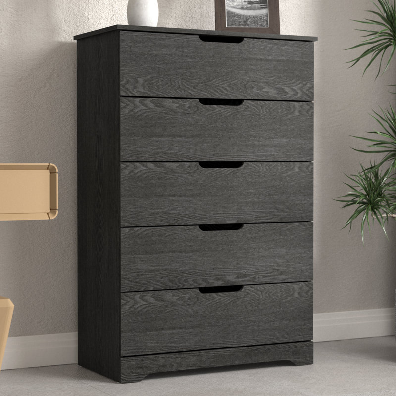 Aroob 5 Drawer 31.5'' W Dresser, Dark Gray Oak