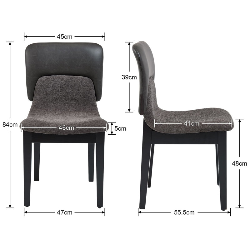 48cm H Chenille,Faux Leather Upholstered Upholstered Back Accent, Grey, Grey