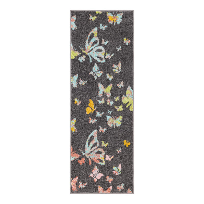 Unique Loom Butterflies Whimsy Kids Rug, Runner 2'2" x 6'1"