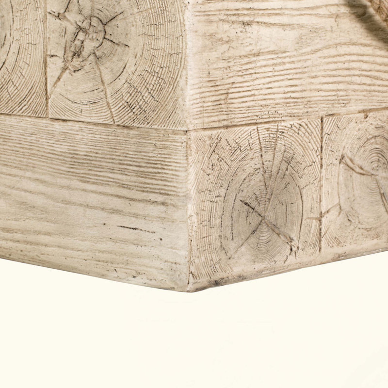 Table d'appoint d'extérieur carrée en grain de bois MGO avec corde tressée simulée - Table de bout intérieure rétro pour la maison et le patio
