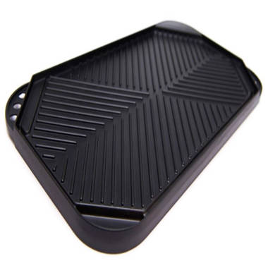 Non-Stick Cast Iron Grill Griddle Pan Ridged And Flat Double Sided Baking