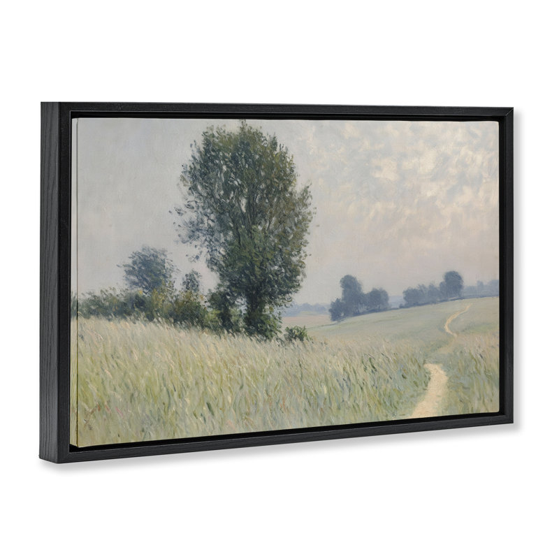 Haut chemin d'herbe dans un cadre flottant, design par Petal Prints Design, Cadre flottant noir de jais, H 21 po x l 31 po