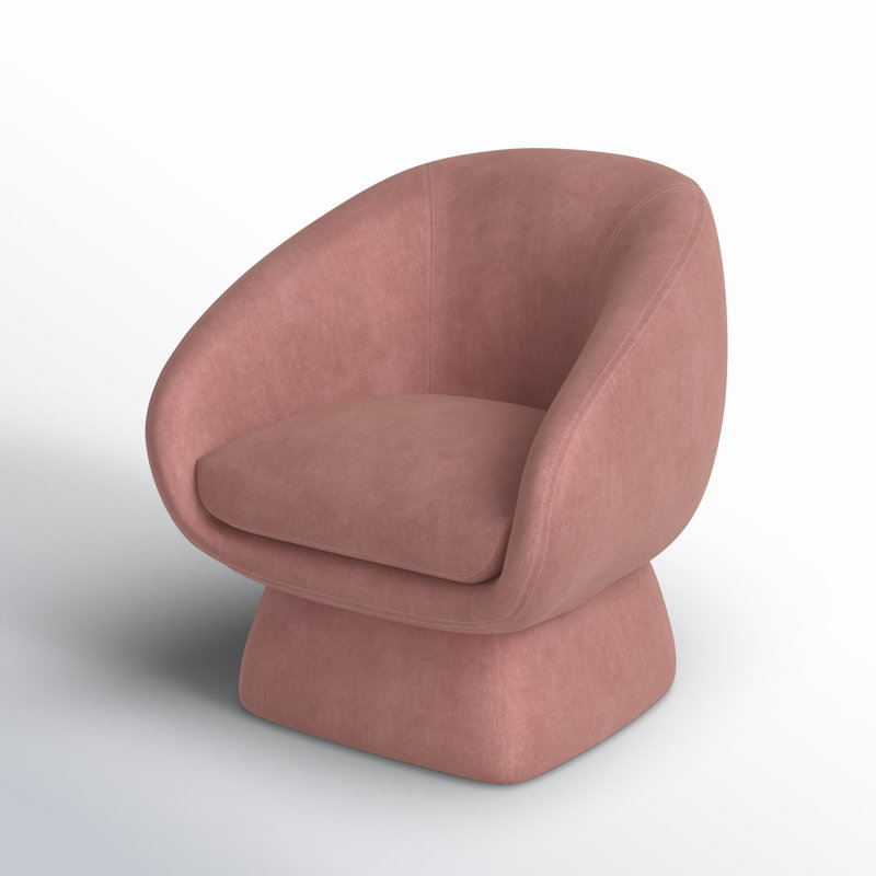 Fauteuil demi-tonneau en polyester 30,7 po Genata, Lin vieux rose