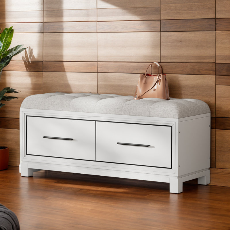Shoe Bench With Removable Cushion And Hidden Storage For Living Room Entryway Hallways, Espresso, White