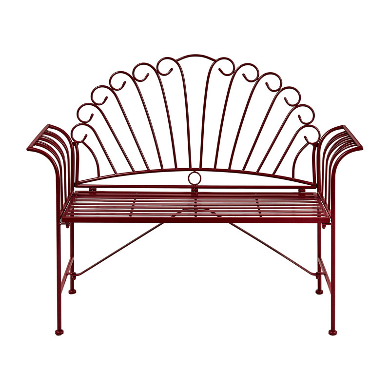 Iron Outdoor Bench, Red