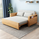 59"Full/Double Convertible Sofa Sleeper With Storage,grey Cushion Sectional Sleeper Sofa With Reversible Chaise,wood Log Sofa Bed 3 In 1 Pull Out Couch Bed For Living Room,apartment,bedroom And Office