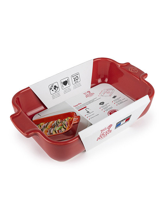 Appolia Rectangular Ceramic Casserole, Red, 1.75" H x 8.5" W x 4.75" D