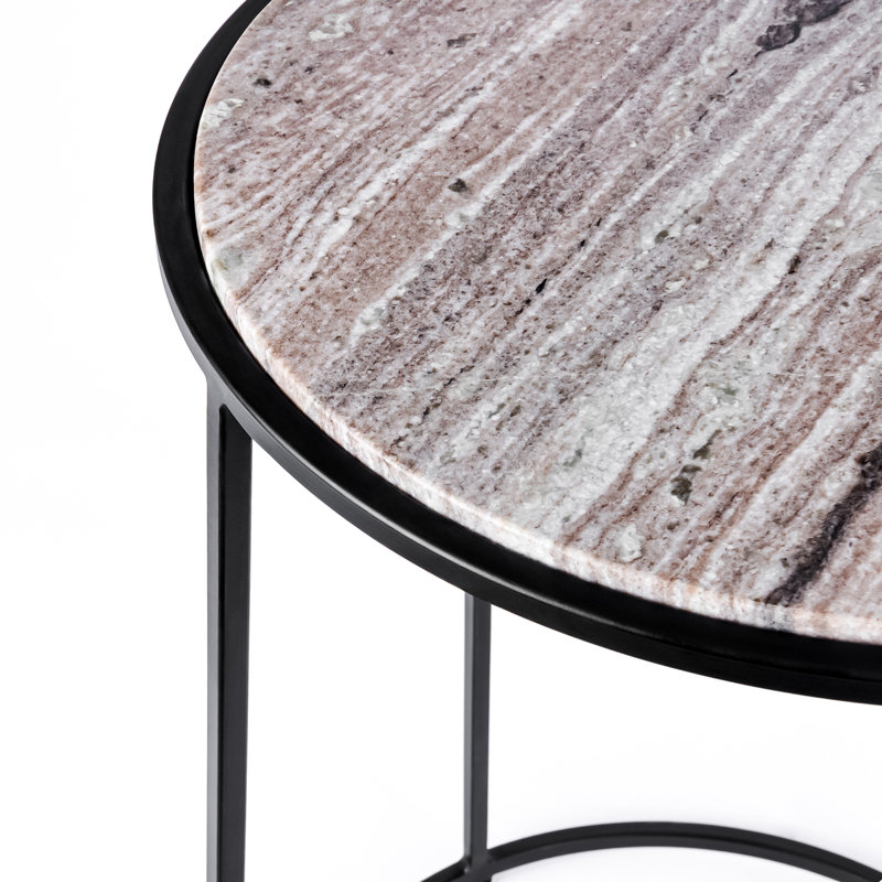 Nikelle Marble Top End Table, Brown, Black