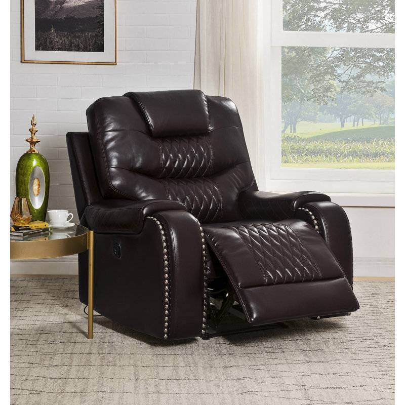 Horing Faux Leather Recliner, Brown, Manual