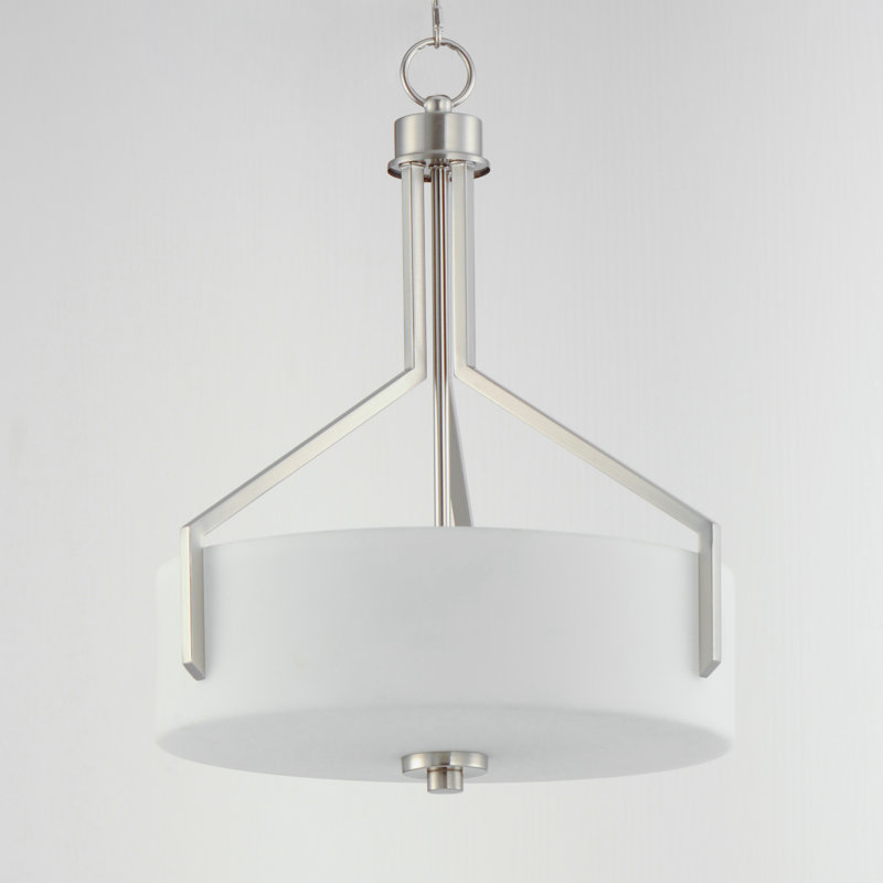 Luminaire suspendu simple à 3 lumières Ellcey, Nickel satiné