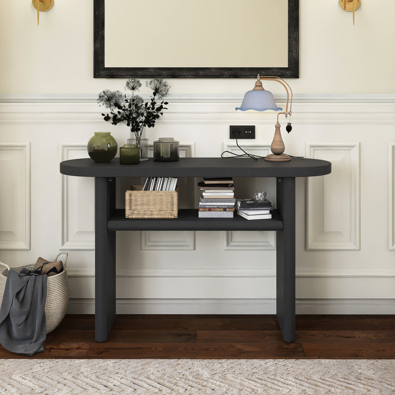 Console moderne en bois 47,8 "avec tablette robuste, Noir