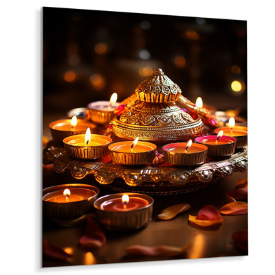 Décoration murale orange orange Art indien Diwali