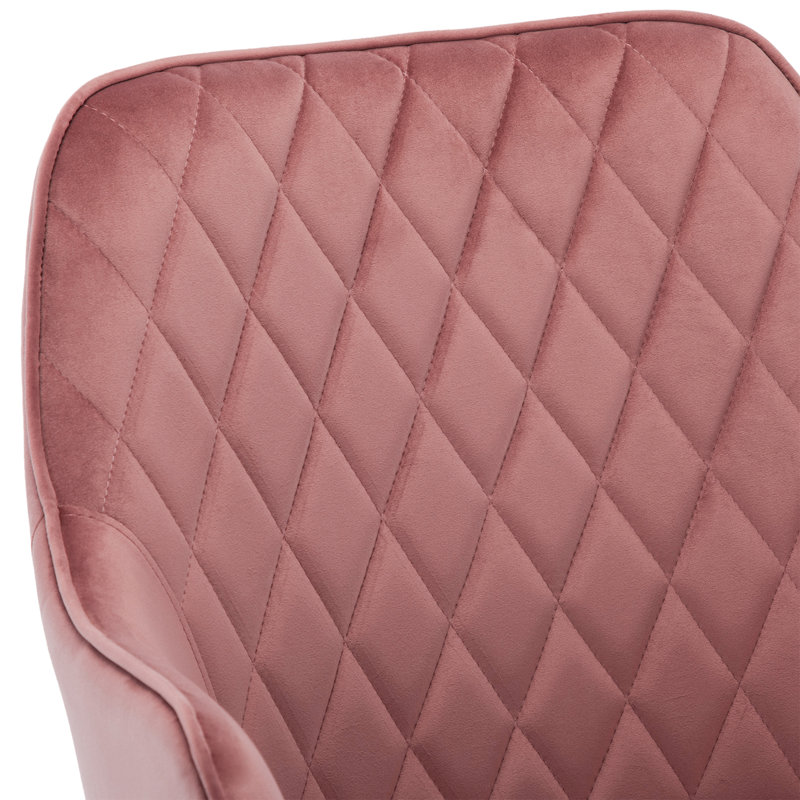 Sekani Velvet Ergonomic Swivel Adjustable Height Task Chair, Pink, Chrome