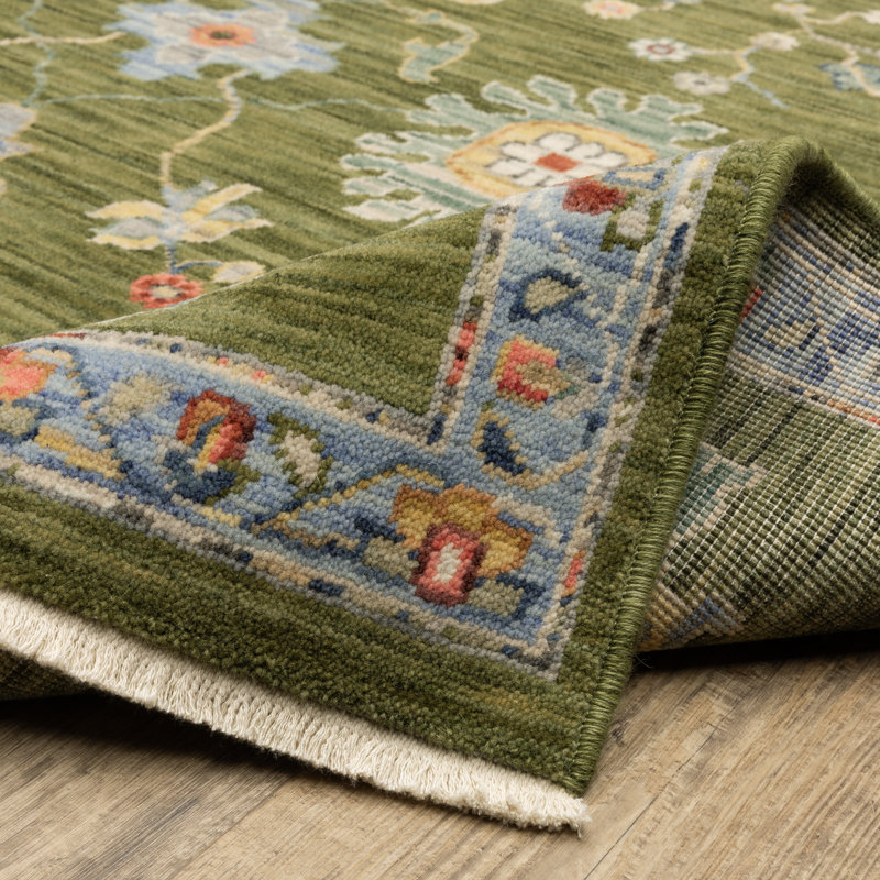 Tapis oriental vert / multicolore Anneli, Tapis de couloir 2 pi x 6 pi 3 po
