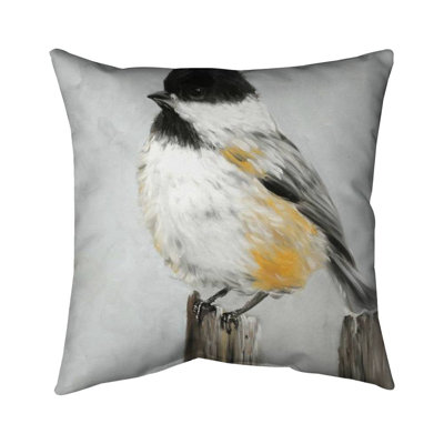 Coal tit bird outdoor throw pillow | Bird Bedroom – Outdoor Throw Pillow with Insert, Weather-Resistant