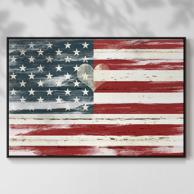 «Heart of America», toile tendue avec châssis, H 17 po x l 25 po x P 2 po, Noir