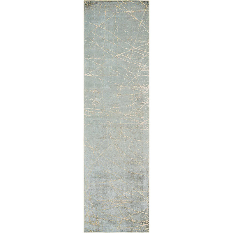 Maya Etched Mercury Area Rug, Runner 2'3" x 8'