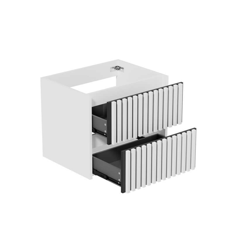 Base de meuble-lavabo simple 24 po seulement, meuble flottant sans comptoir d'évier, Blanc