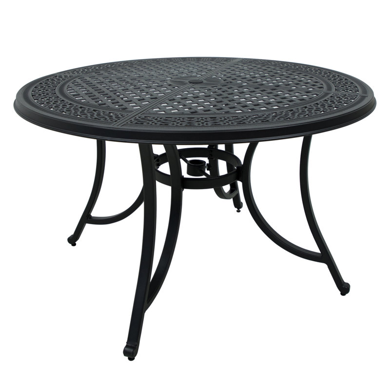 Lumet Round Outdoor Dining Table With Umbrella Hole , 48'' in. W 48'' in. D