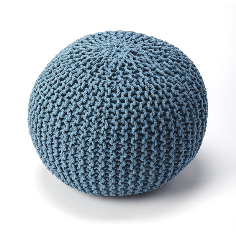 Pincushion Woven 19"W Pouffe, Blue