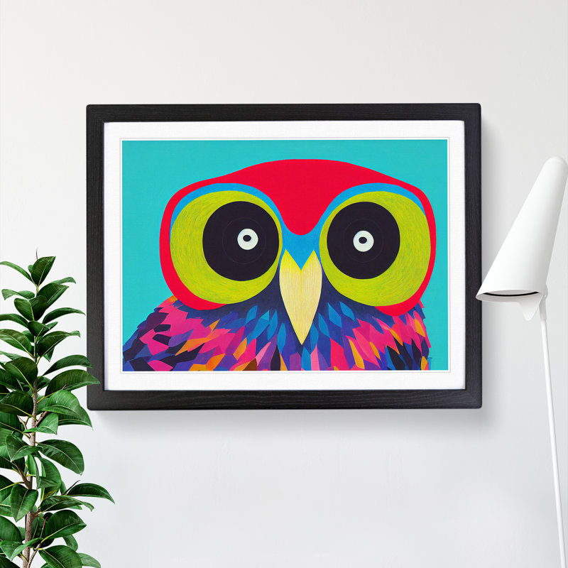 Bold Abstract Owl Vol.1 1 Piece Single Picture Frame Wall Art, 34cm H x 46cm W x 2cm D, Black Framed