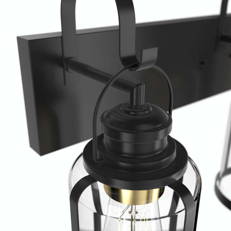 Elanah 24 in. 3-Light Classic Dimmable Vanity Light in Matte Black with Clear Glass Shade