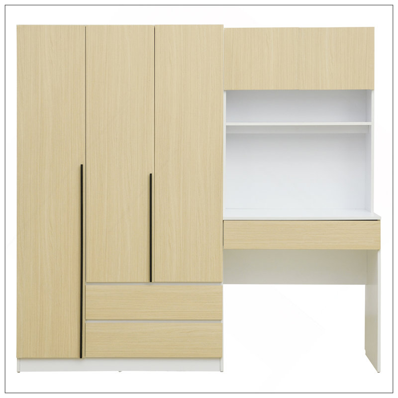 Armoire de rangement en bois à 3 portes avec 3 tablettes et 3 tiroirs
