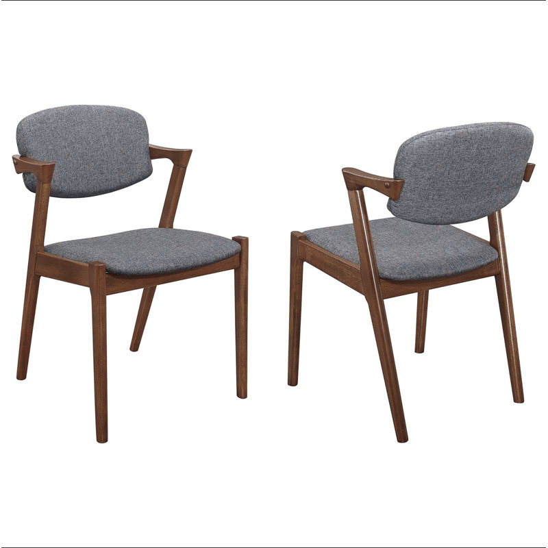 Chaise de salle à manger noyer foncé et gris (ensemble de 2), Brun