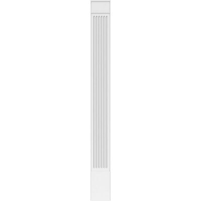TruCraft Fluted Pilaster w/ Decorative Capital & Base, 5"W x 90"H x 2"P Base Can Be Trimmed Up To 6 5/8", Architectural Grade PVC, Sold As Pair