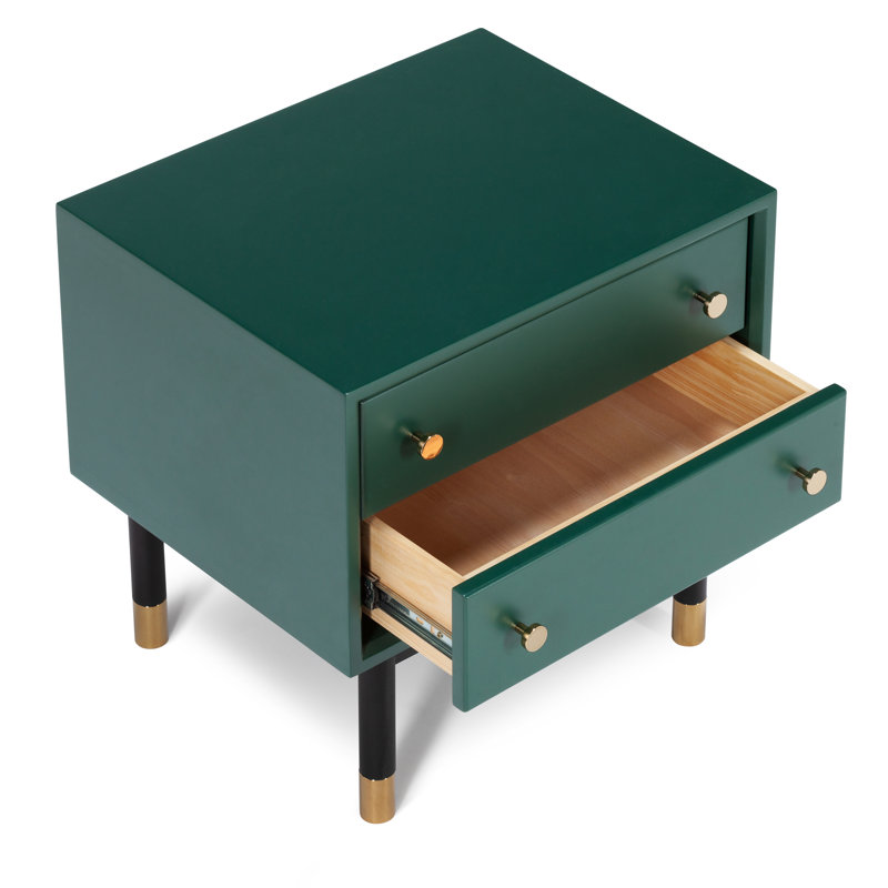 Table de bout à 2 tiroirs en bois massif Klas