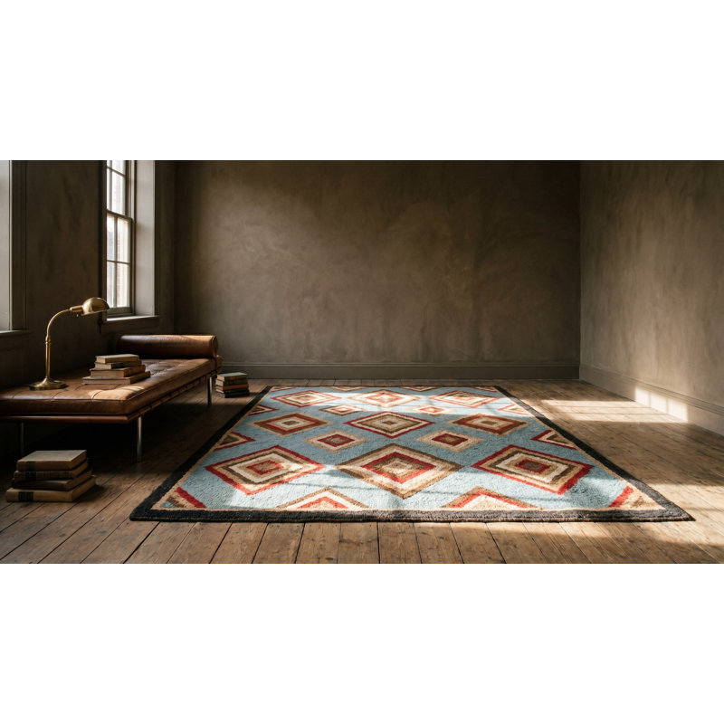 Tapis crocheté antique à motif d'art populaire