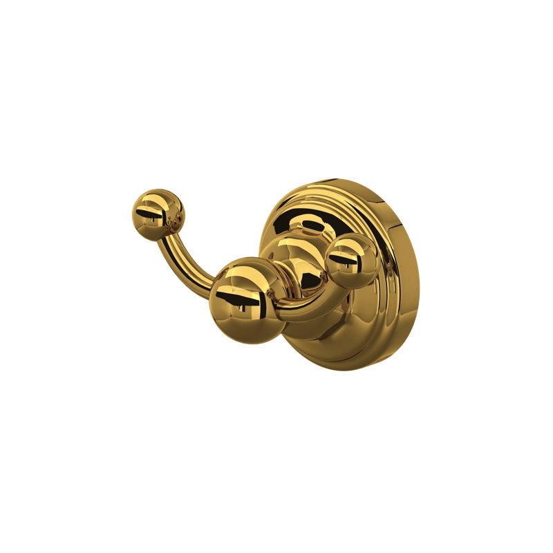 Edwardian Double Robe Hook, Unlacquered Brass