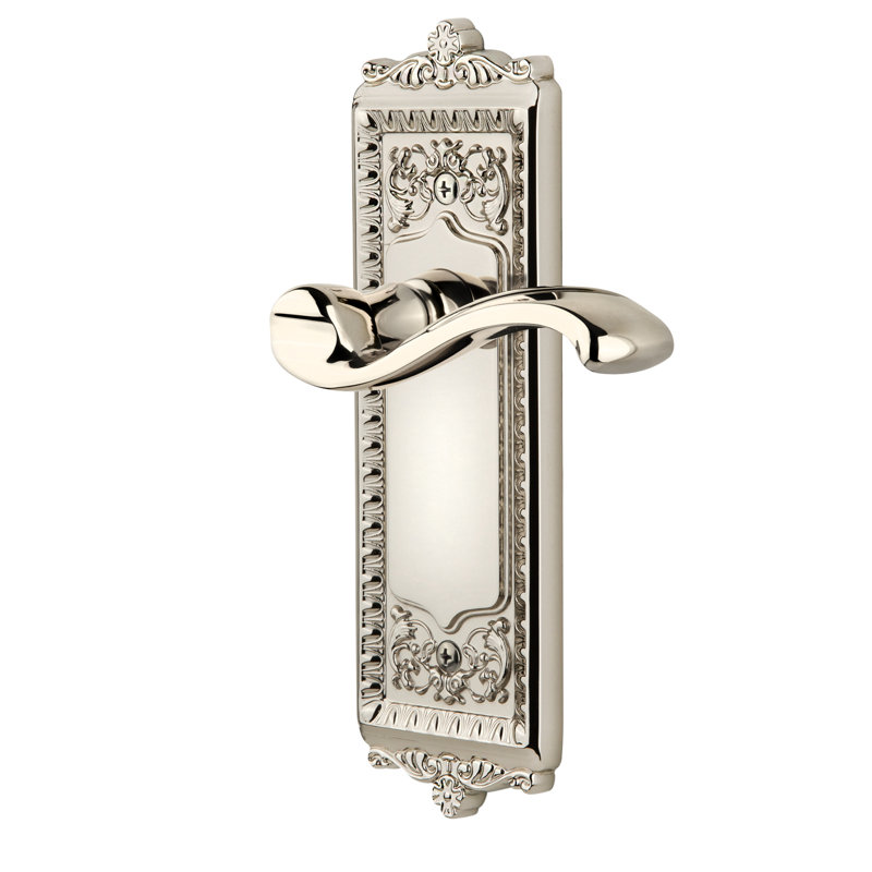Assiette simple Grandeur Windsor avec levier Portofino, Nickel satiné, Droite