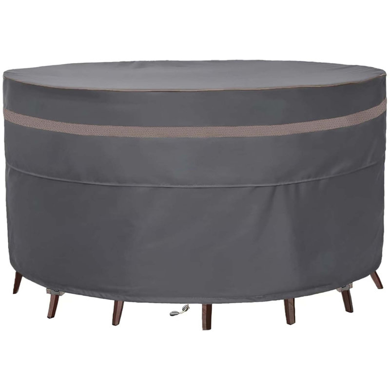 Round Dark Grey Heavy Duty Waterproof Fade Resistant Large Patio Furniture Cover 84"Diax28"H for Outdoor Table and Chair