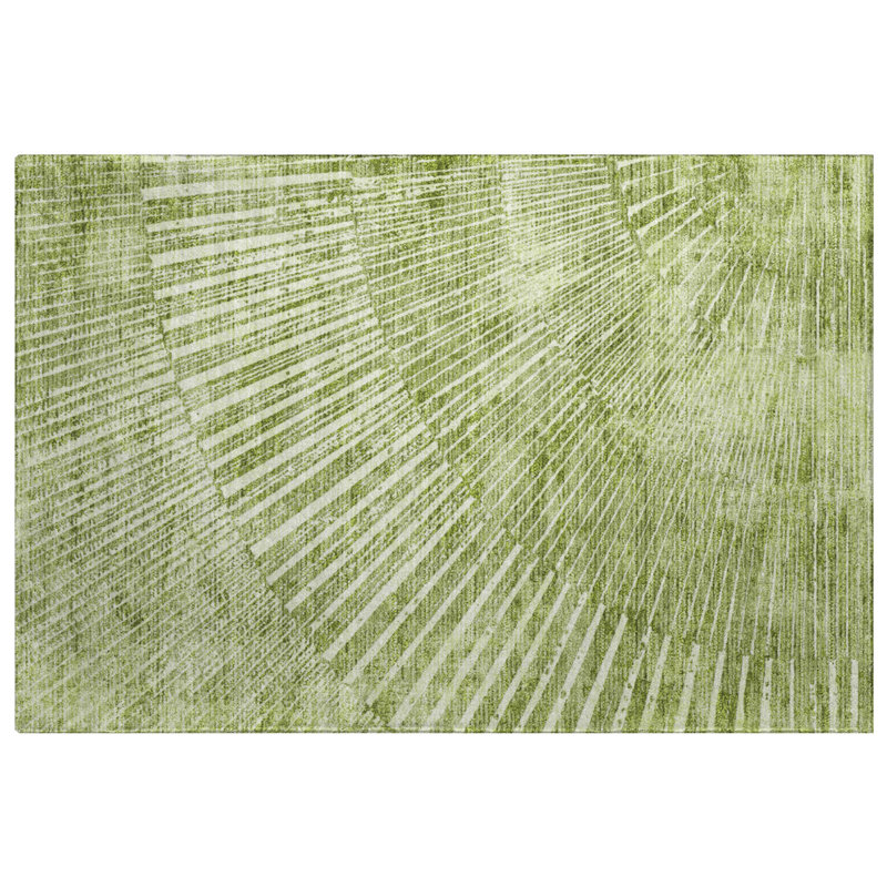 Premium Machine Washable Dream Shag ADS542 Fan-Like Rug, 1'8" x 2'6", Sage