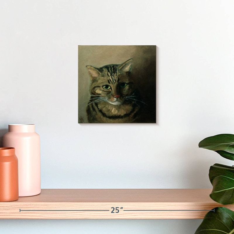 Brampt, étude de tête d'un chat tigré, H 10 po x l 10 po