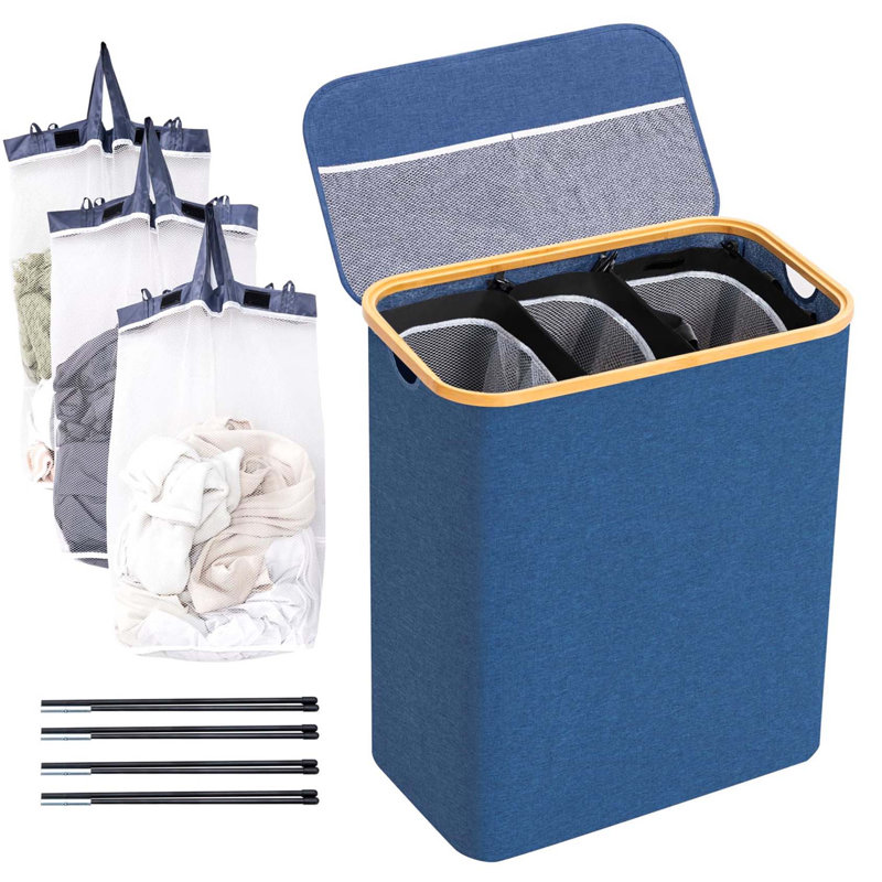 Bhargava Laundry Hamper with Handles, Blue
