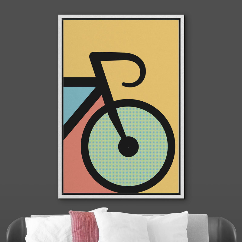 Abstrait, formes de bicyclette - cadre flottant, impression sur toile, H 24 po x l 16 po x P 1,5 po, Cadre blanc