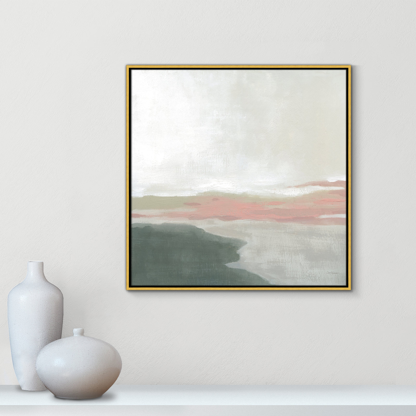 Carley "Still Lake" Painting by Carol Robinson, 31.5" H x 31.5" W x 2" D, Gold