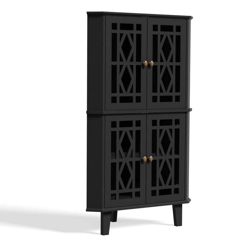 Buffet décoratif de coin 2 portes Ashkan, Noir, H 53,5 po x l 32,3 po x P 16,9 po
