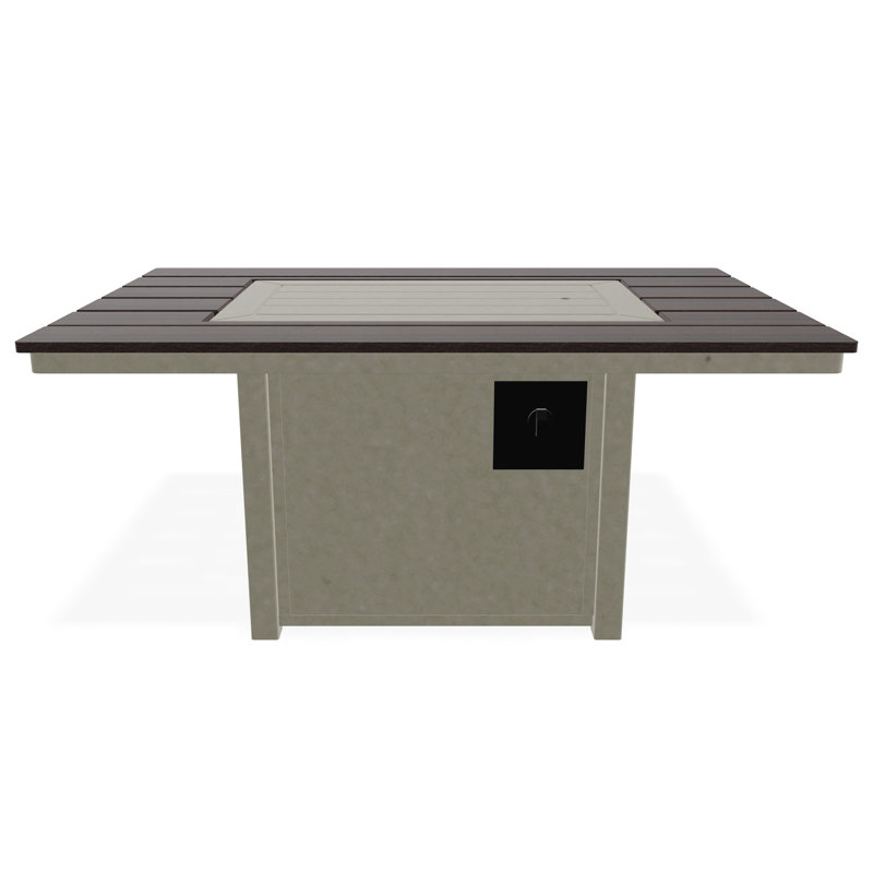 36" x 54" Rustic Polymer Fire Table with Propane Shelf, Storm