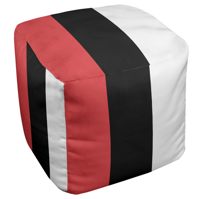 Repose-pieds cube rayures maryland, Rouge / Noir / Blanc