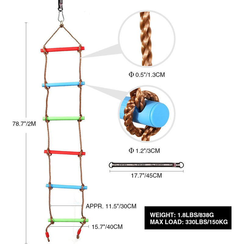 REDCAMP Plastic Multi Colour Swing Set Rope Ladder