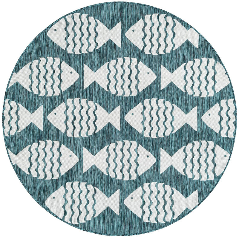 Tapis contemporain de couleur turquoise Daitzman, Rectangle 9 pi x 12 pi